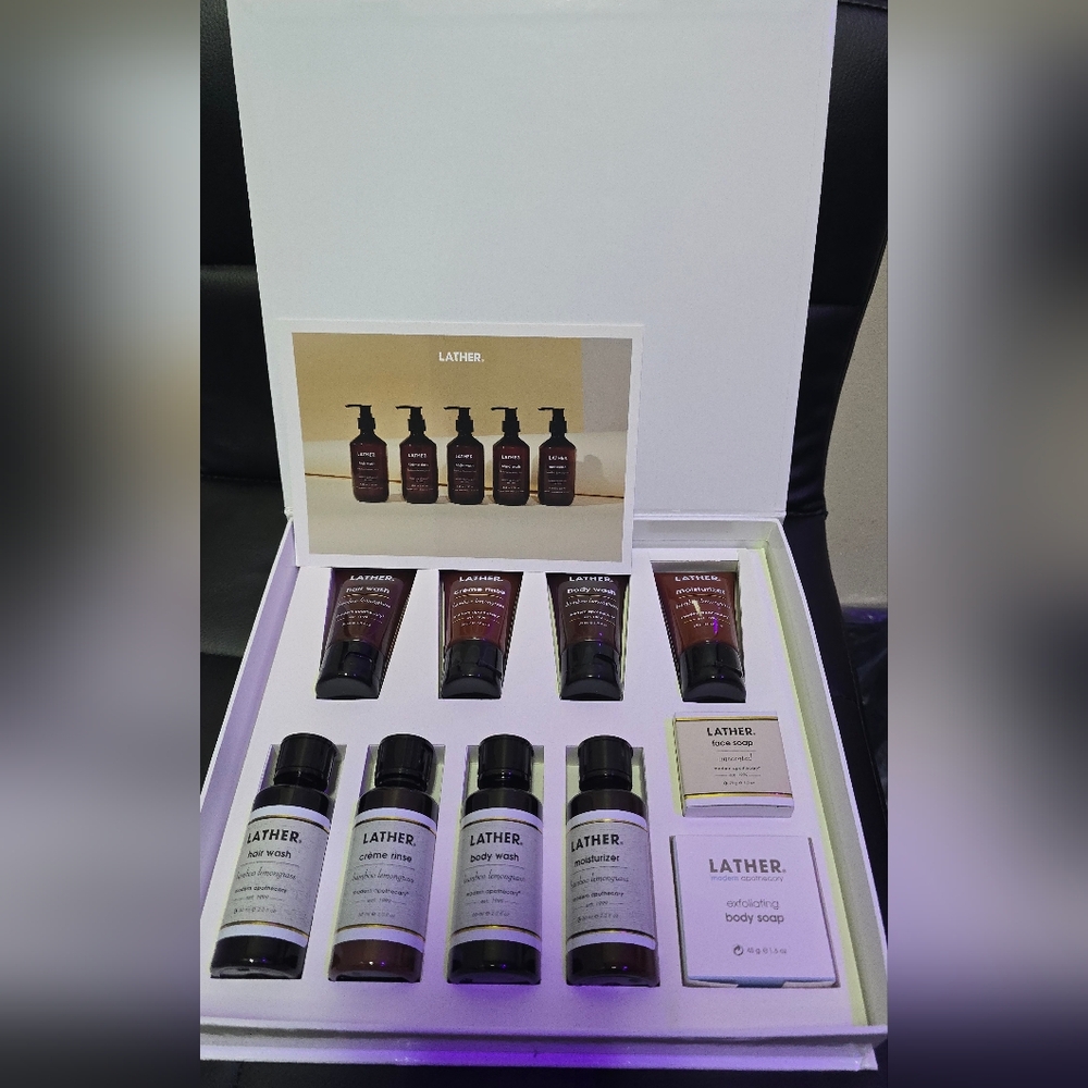 LATHER Skincare Set with Hair Wash. Body Wash and Moisturizer